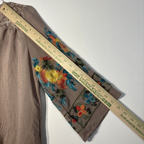 ANTHROPOLOGIE Fig and Flower Embroidered Top Beige Size S - Picture 5 of 14